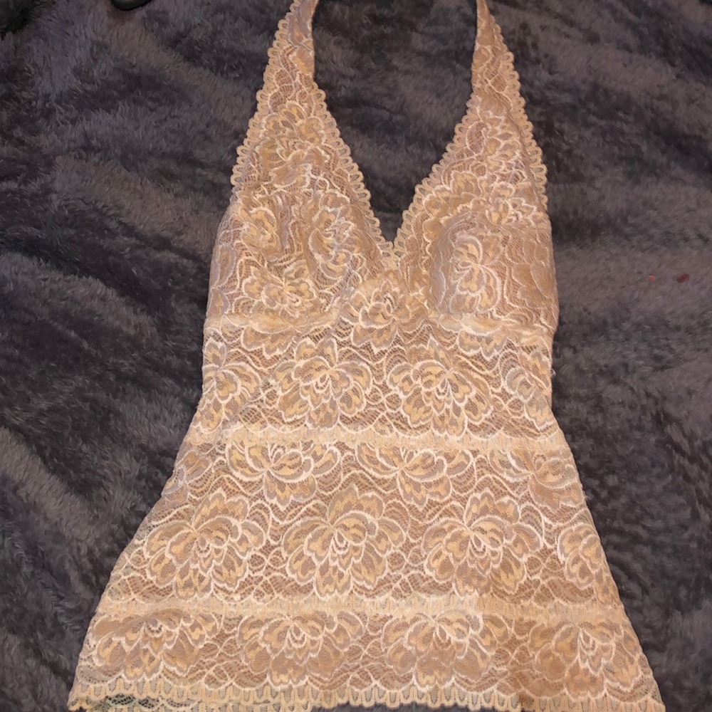 Halter top cream and lace